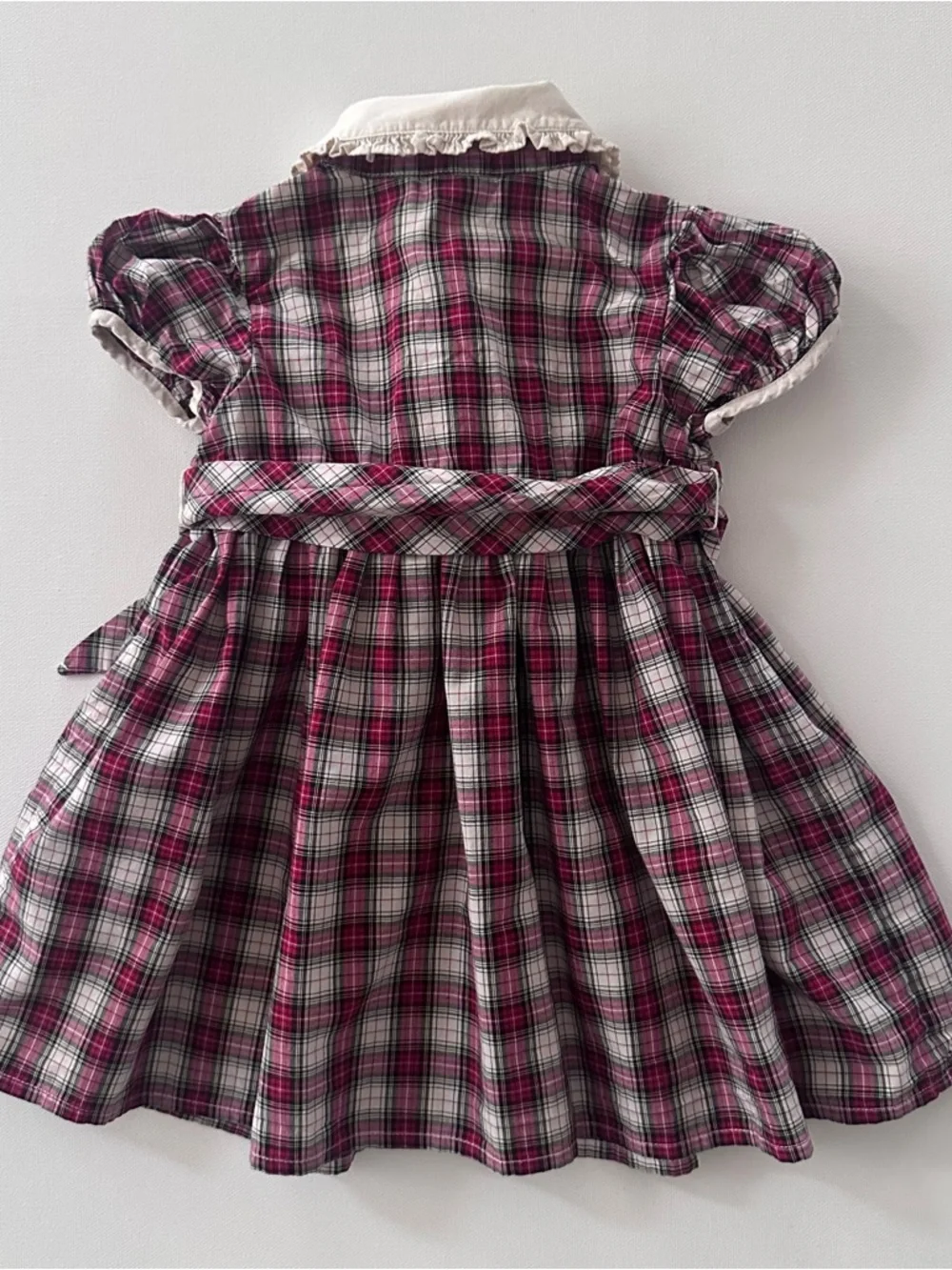 Ralph Lauren 12 Months Baby Girl Red Plaid Dress Cream Collar Holiday Christmas